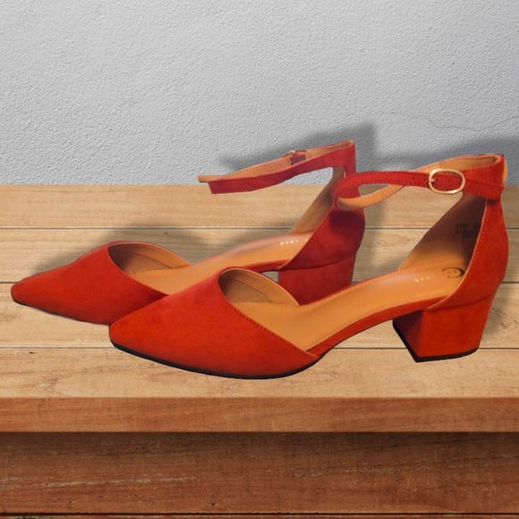 C Est 1946 rust block-heel d'orsay shoes with ankle strap, size 11 NWOT - Picture 4 of 9